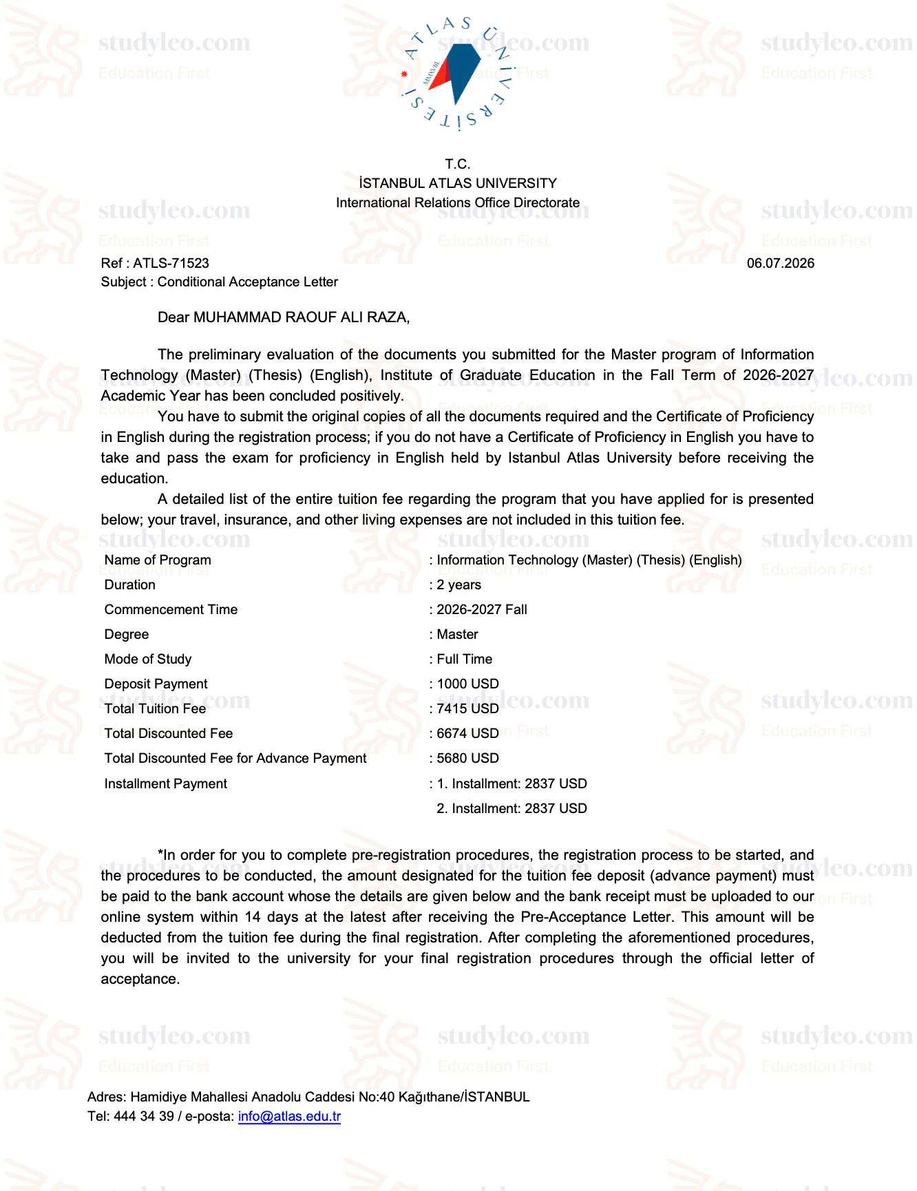 Istanbul Atlas University – Information Technology