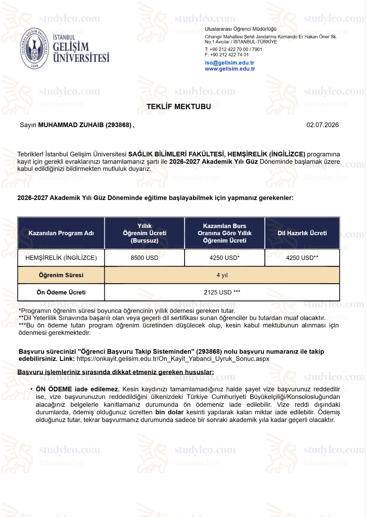 Istanbul Gelisim University – Nursing