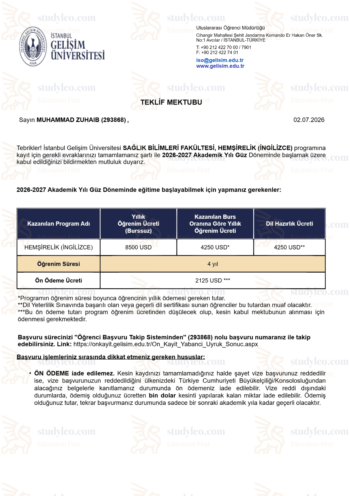 Istanbul Gelisim University – Nursing