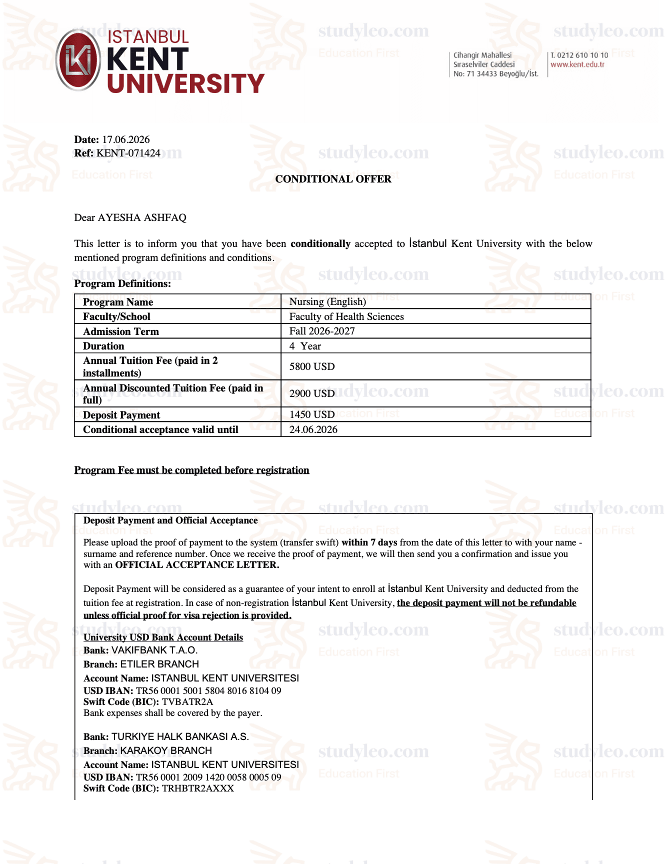 Istanbul Kent University – Nursing