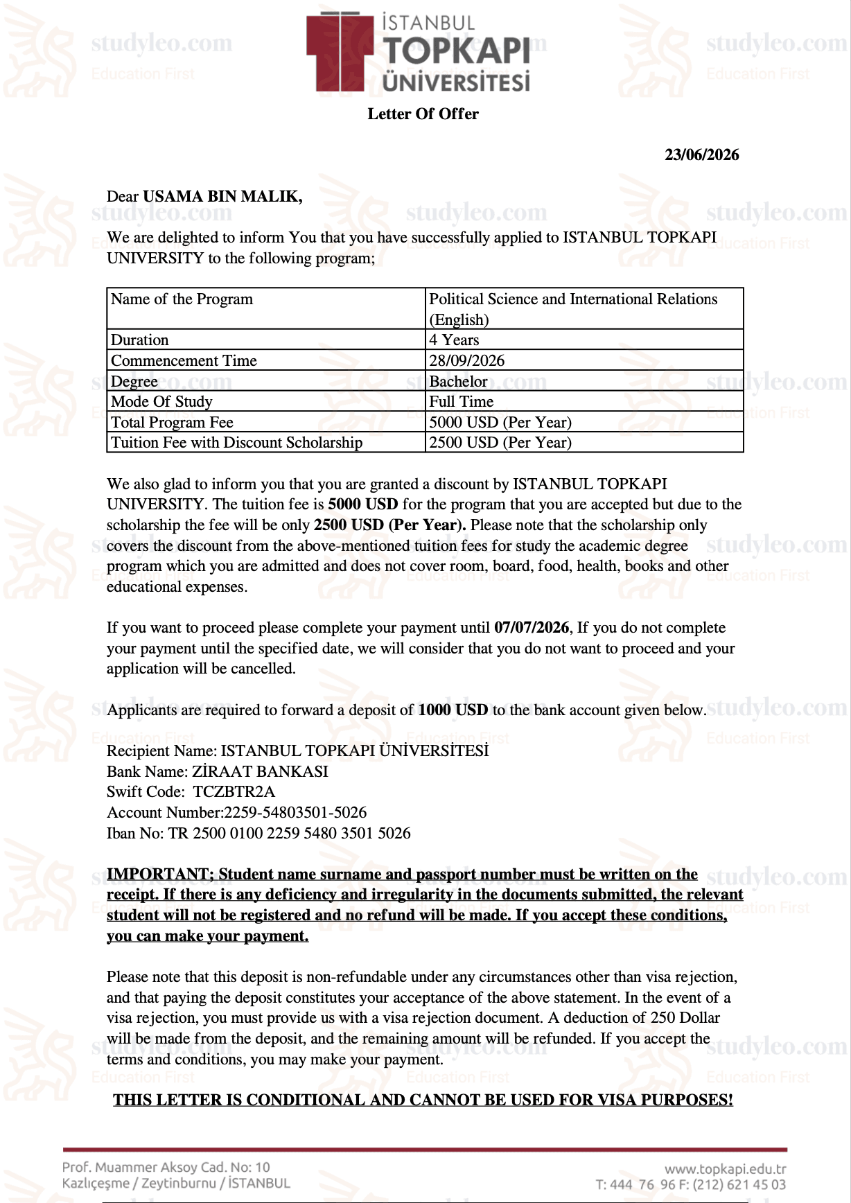 Istanbul Topkapi University – Political Science and International Relations