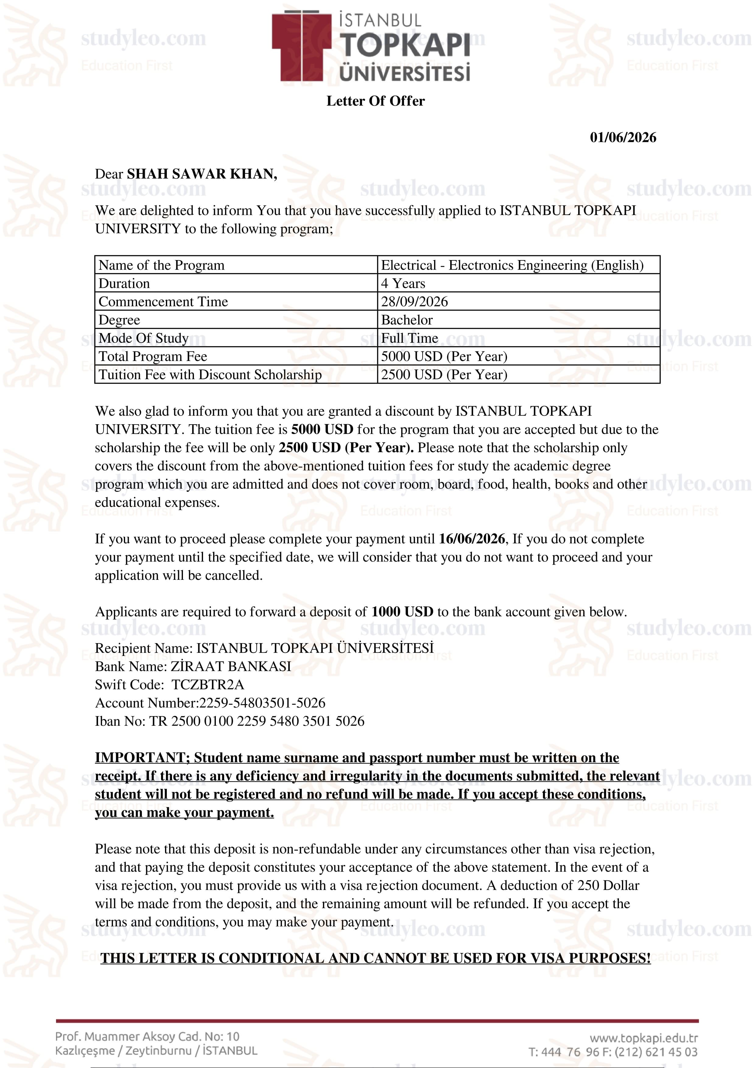 Istanbul Topkapi University – Electrical and Electronic Engineering