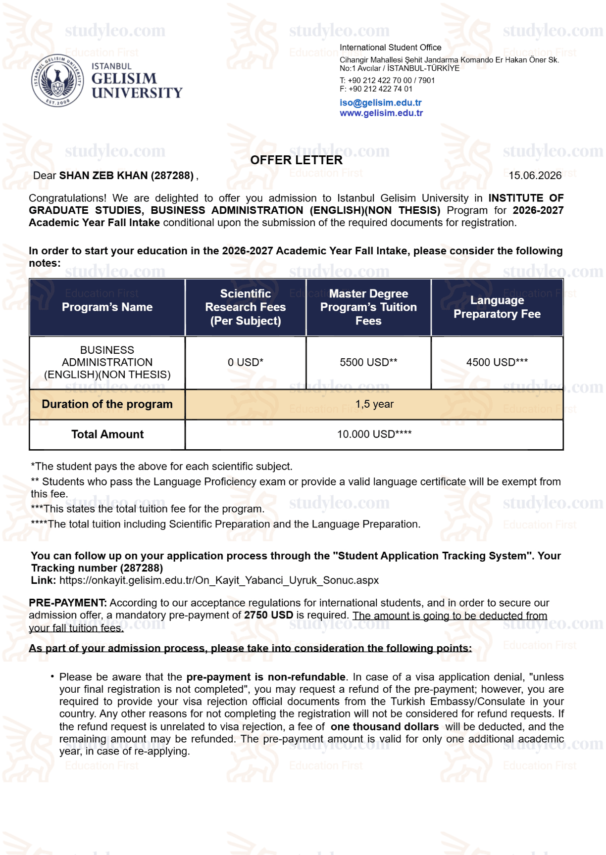 Istanbul Gelisim University – Business Administration