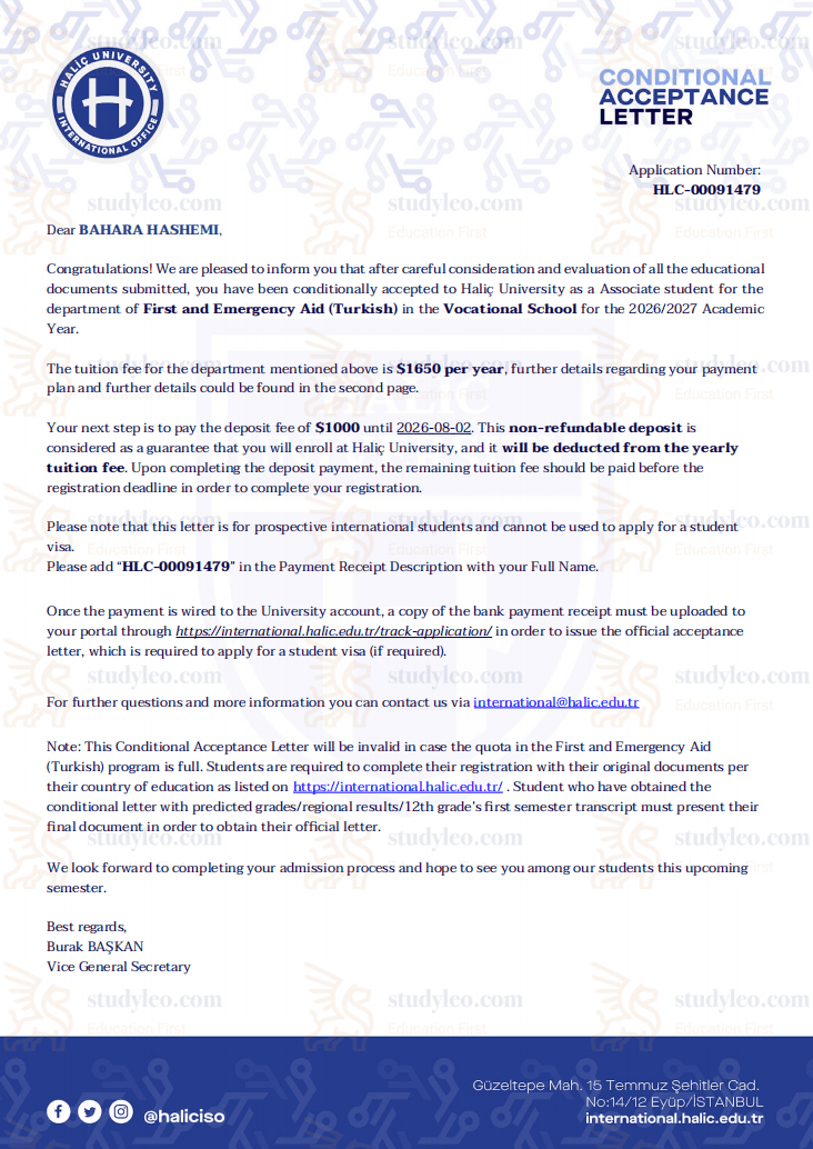 Haliç University – Emergency and First Aid