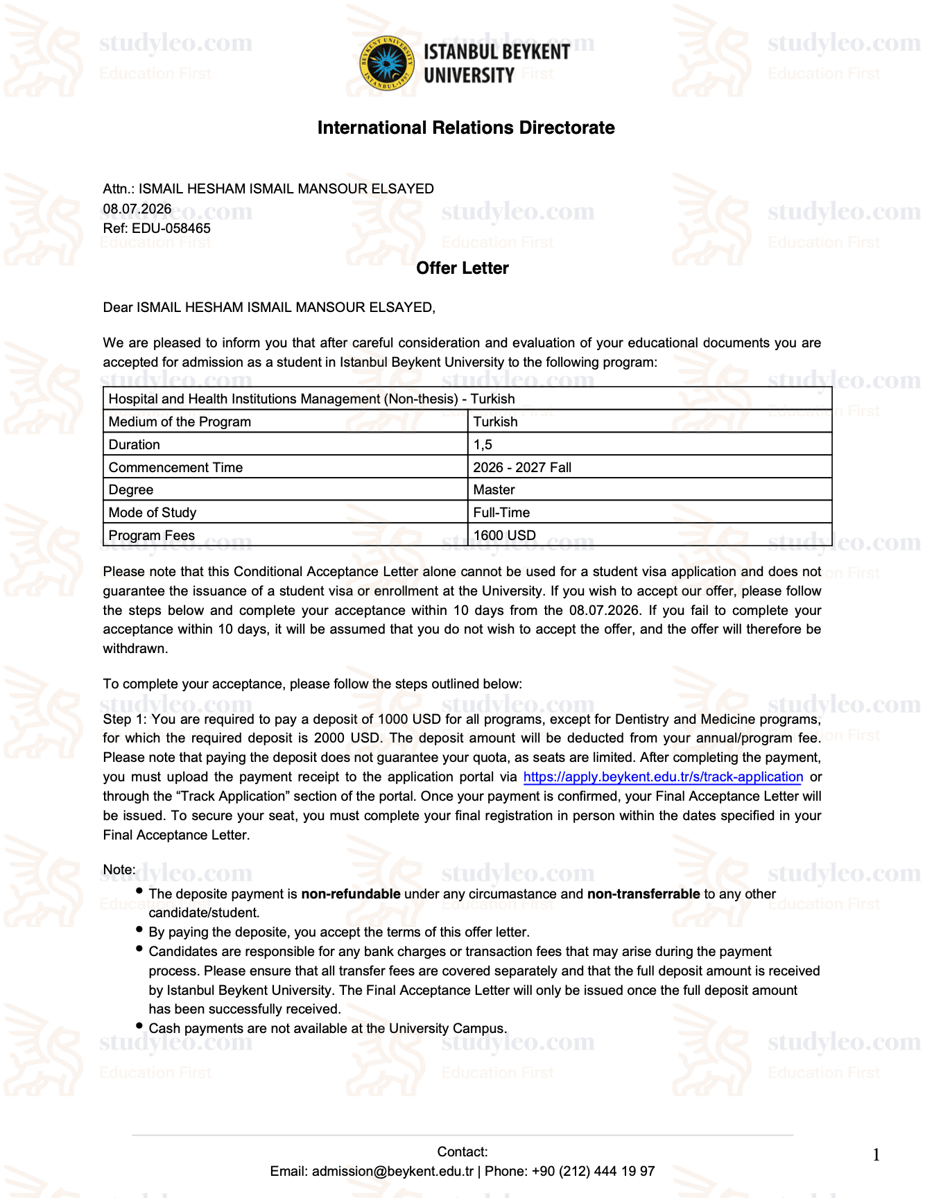 Istanbul Beykent University – Hospital and Health Institutions Management